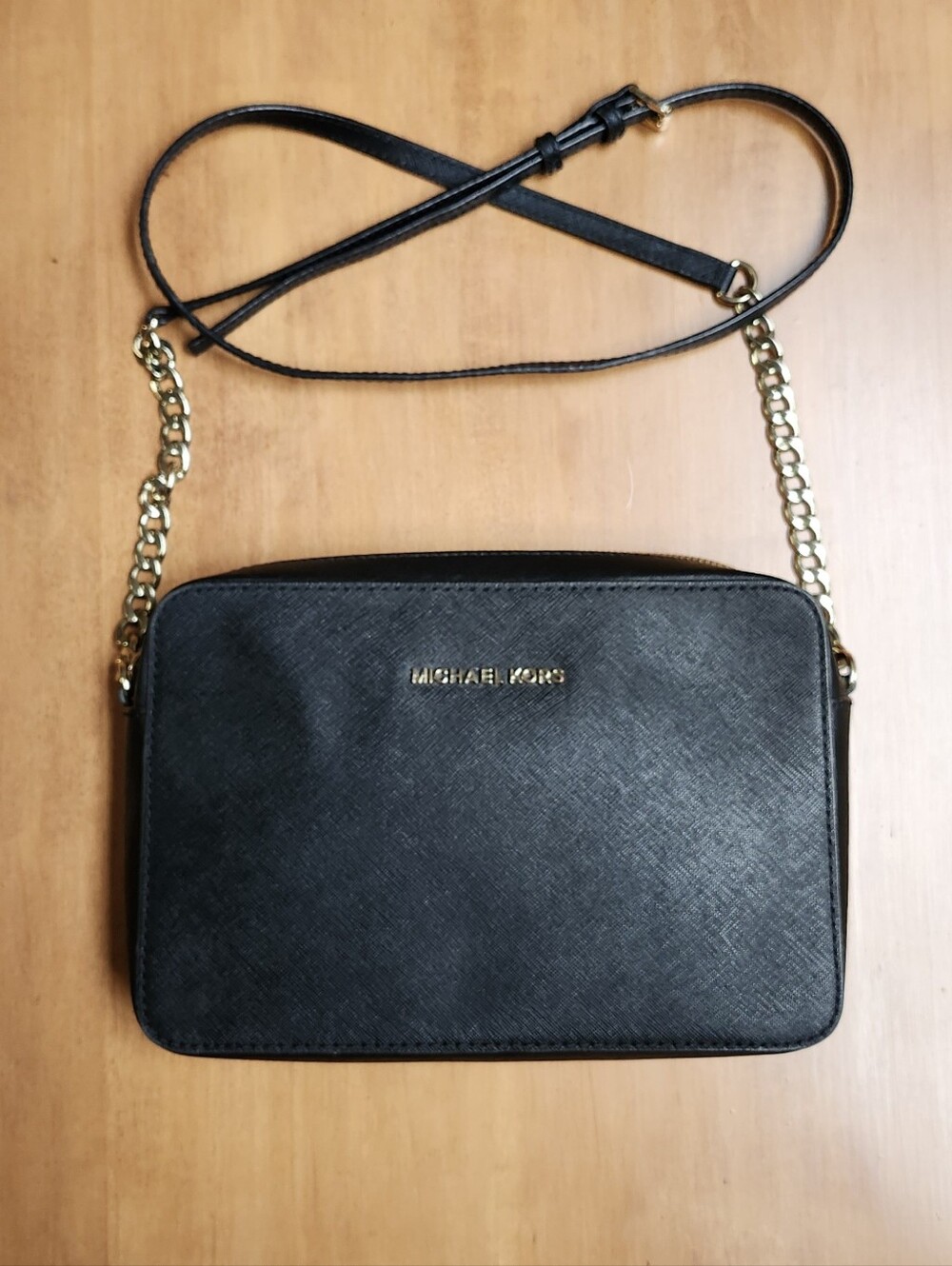 NWOT Michael Kors Black Jet Set East West Saffiano Leather Crossbody Bag